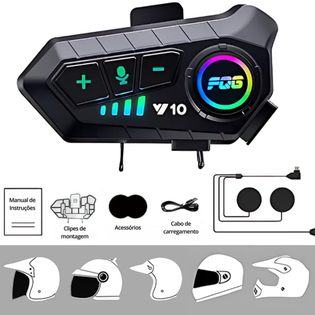 Auricular Bluetooth MotoSound Pro – Chamadas e Música para Motociclistas