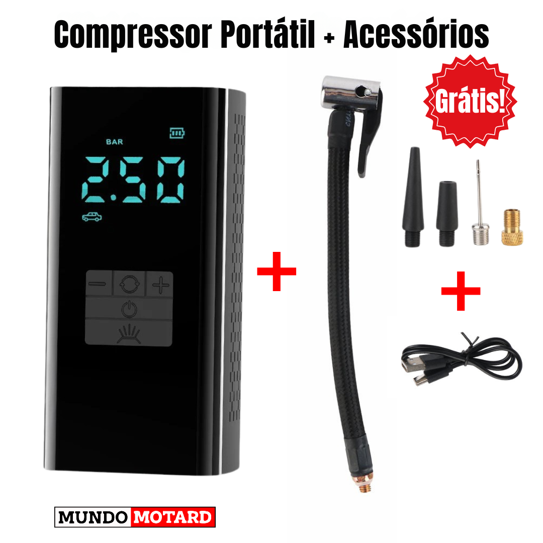 Compressor de Ar Portátil RidePro-Pneus Cheios em Instantes