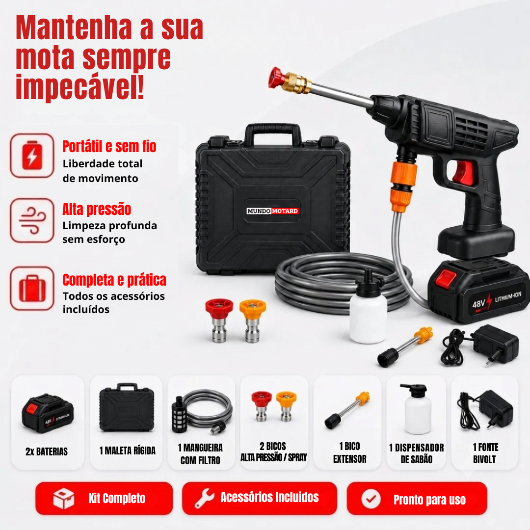 Lavadora de jato de alta pressão sem fio – Limpeza potente e portátil