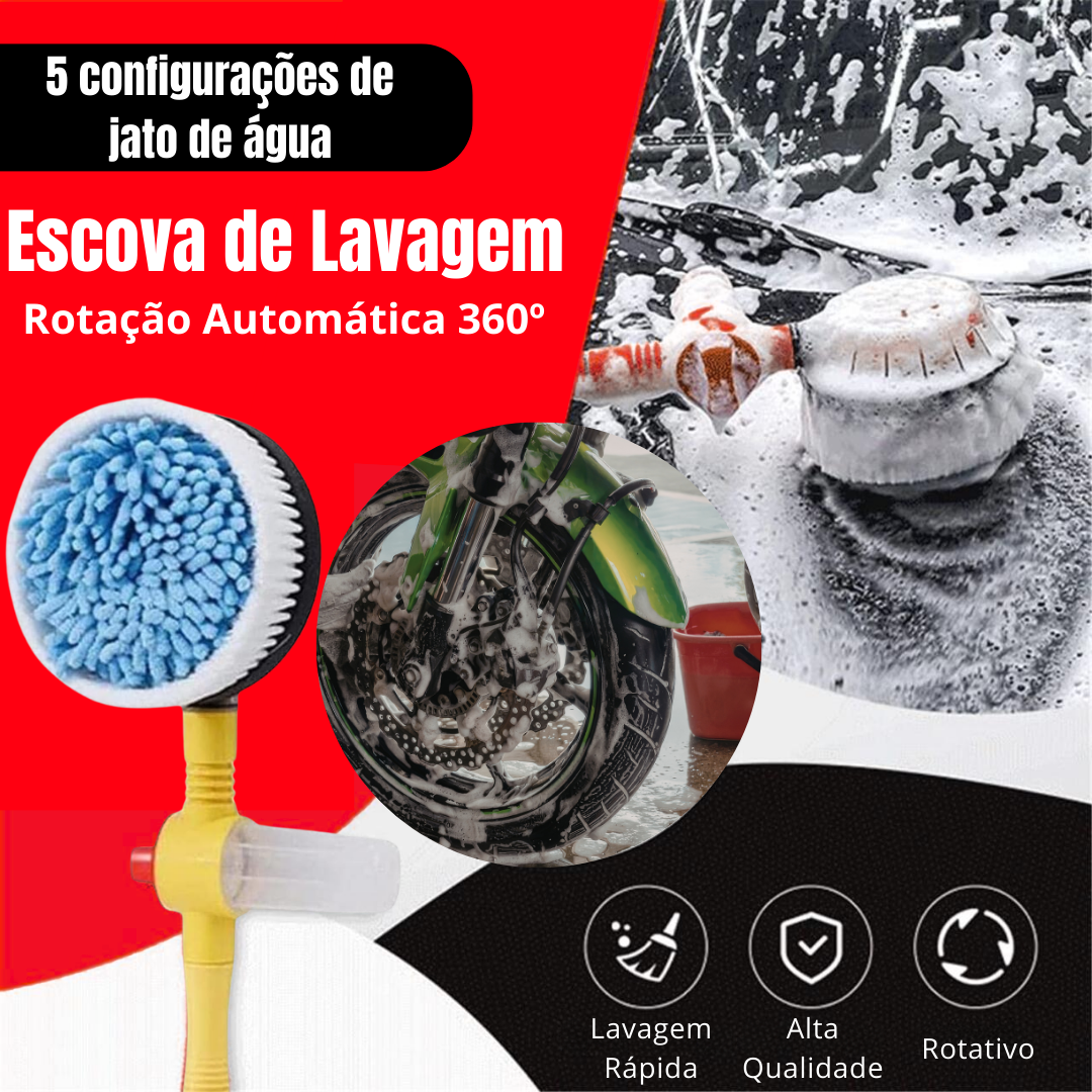 Escova de lavagem com rotação automática 360º